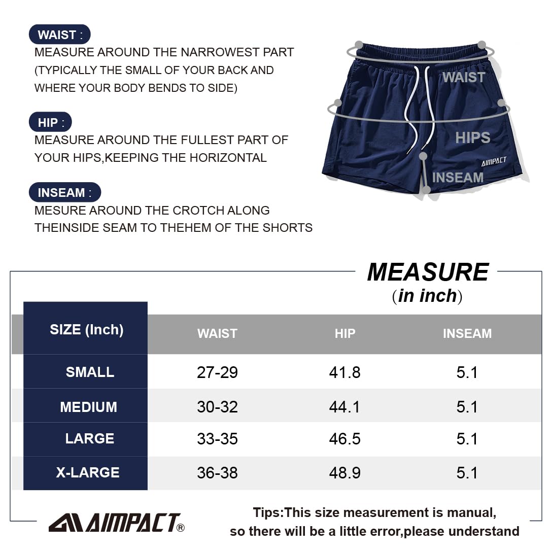 AIMPACT Mens Running Gym Shorts 5 Inch Breathable Lightweight Athletic Sport Shorts Training Workout Shorts with Pockets (Navy L)