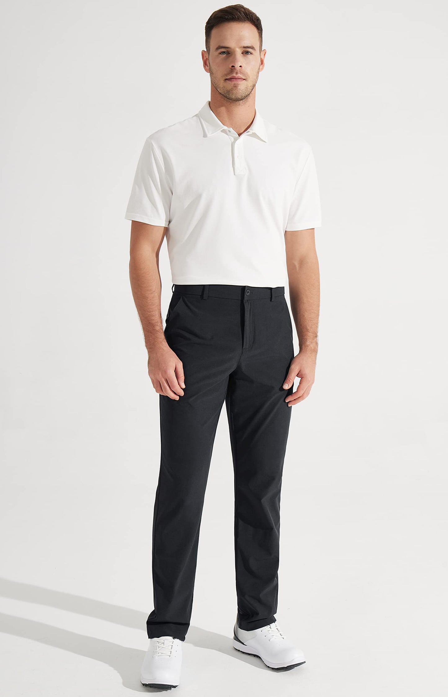 Libin Men's Dress Pants Comfy Lightweight Golf Pants 34" Stretch Business Casual Outfits with Pockets for Work Office Travel Vacation, Black, 34W x 34L