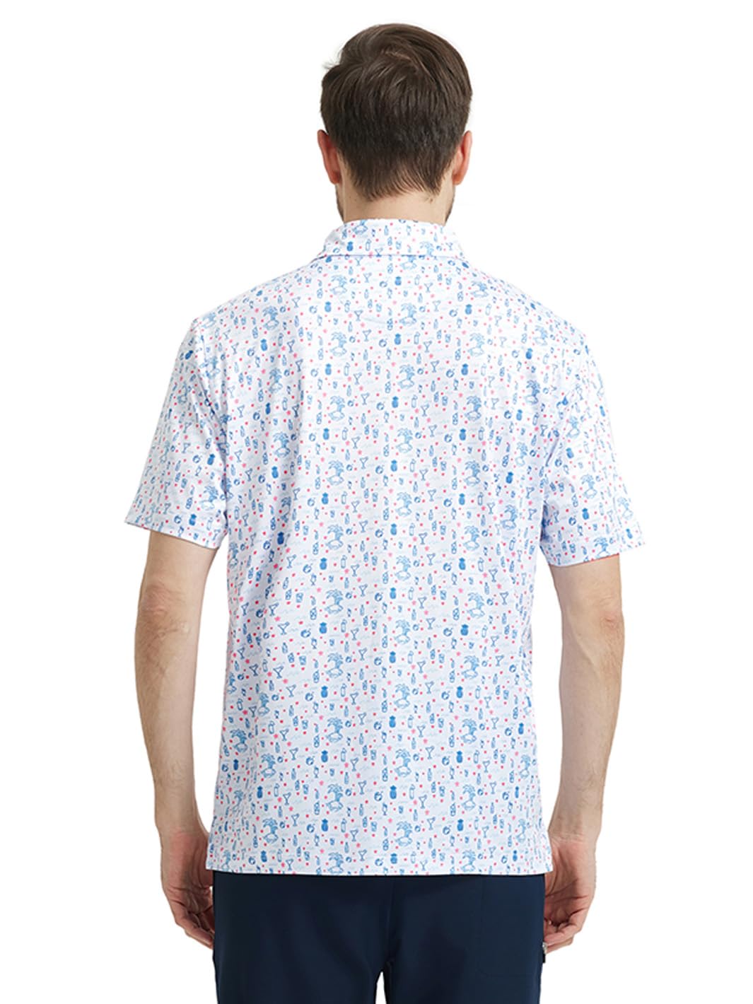 DTWOOO Men's Golf Shirts Short Sleeve Print Performance Moisture Wicking Dry Fit Golf Polo Shirts for Men
