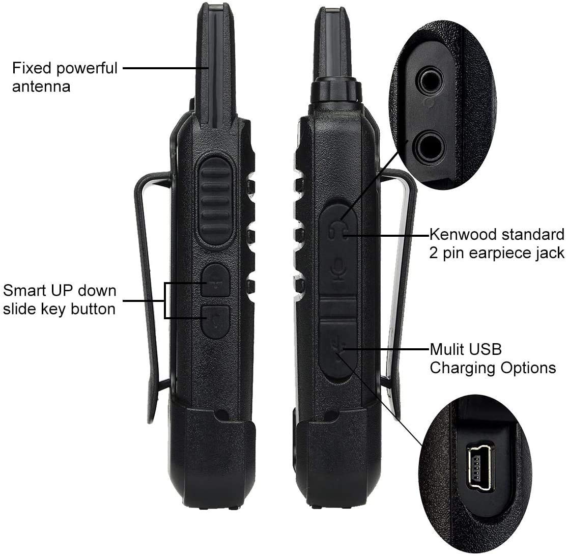 Retevis RT22 Two Way Radio (4 Pack) with VOX Earpiece, Long Range Rechargeable, Portable, Handsfree Walkie Talkie for Adults, Security Acoustic Tube Earpiece