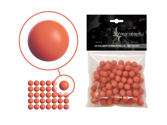 Wearable4U .43 Caliber Rubber Balls New Reusable Training Soft Rubber Balls for Paintball Guns (100 Rounds, Orange x 100)