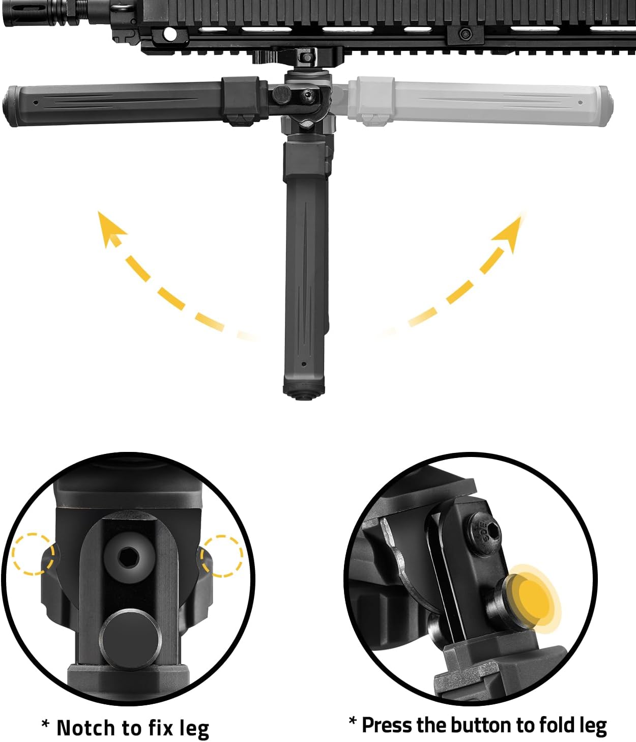 CVLIFE Rifle Bipod - Quick Release Picatinny Bipod with 360° Swivel & Adjustable Height | Foldable Legs for Shooting & Hunting