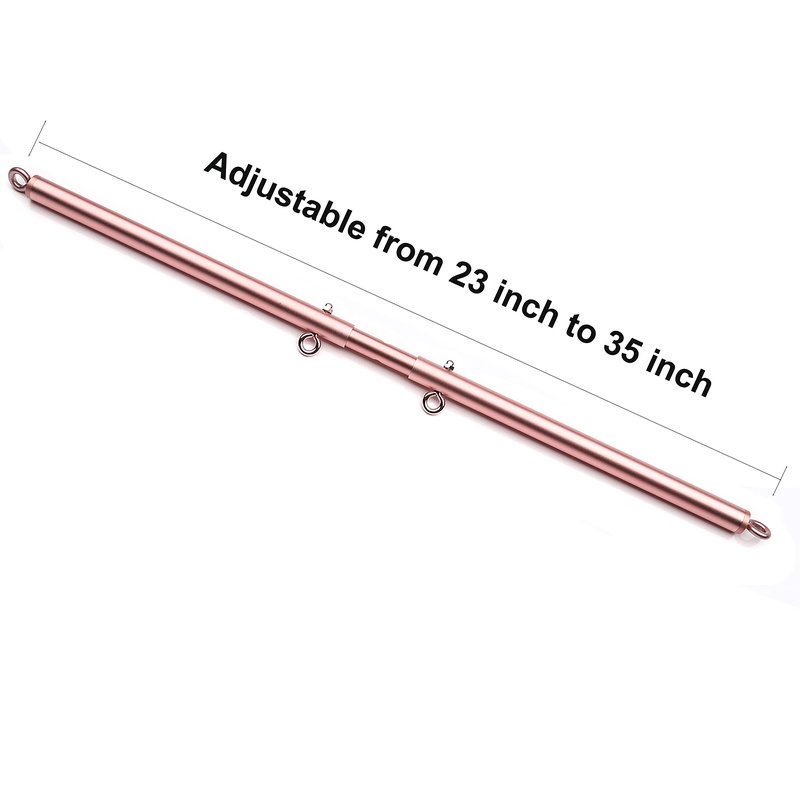 Spreader Bar Set, Stainless Steel Bar Adjustable with 4 Fur Straps Set, Expandable Training Bars Metal Exercise Fitness Home Gym Gear, Workout Bar (Rose Gold+Pink)