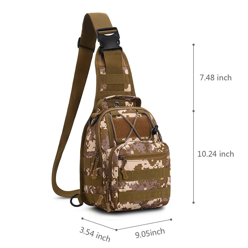 Viriber Tactical Backpack, Waterproof Military Cross-body Molle Sling Shoulder Backpack Chest Bag for Outdoor Every Day Carry Camouflage B
