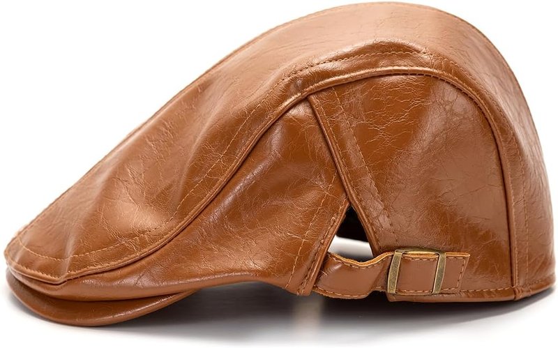 Men's Adjustable PU Leather Ivy Cap - Classic Newsboy Hat for Golf & Driving | Stylish Beret for Women