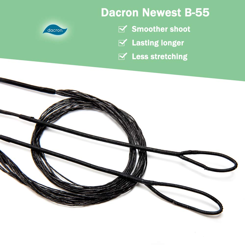 Deerseeker Archery Bow String Replacement with Finger Protector & 2 Nock Points Dacron Bowstring 12, 14, 16 Strands Bow Accessories for Recurve Bow Traditional Longbow （16-AMO 60"）