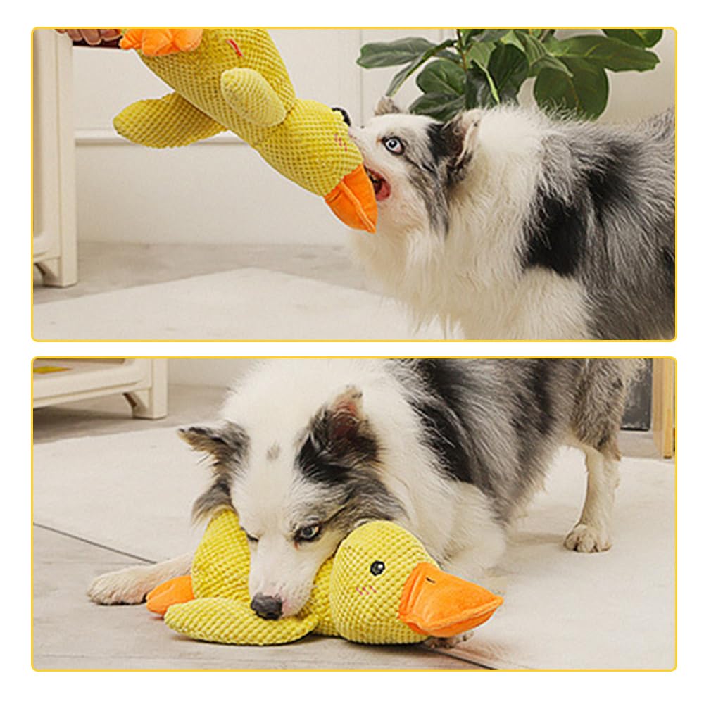 Mellow Calming Duck Dog Toy, 2026 New Calming Duck Toy for Dogs, Interactive Toy with Quack Sound, Soft Plush Stuffed Calming Duck Pillow, Durable Stuffed Dog Puppy Toys for Puppy Keep Busy (A)