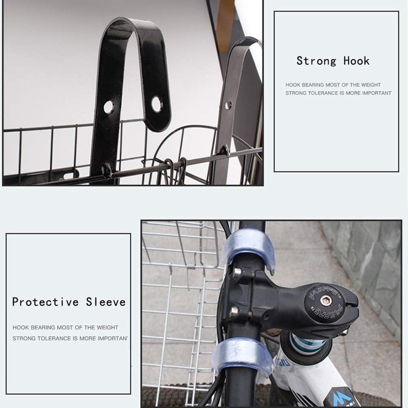 Folding Bike Front Basket, Bicycle Wire Basket with Handles, Easy Installation on Front Handlebar Accessories for Frame Cargo Rack.