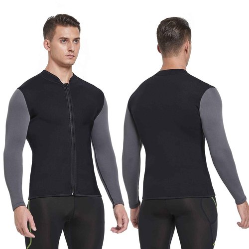 DEHAI Mens Women's Wetsuit Top Jackets, 2mm 3mm Neoprene Kids Wet Suit Long Sleeve Shirt and Youth Front Zip Sleeveless Vest, Water Sports Keep Warm for Diving Swimming Waterski Surfing