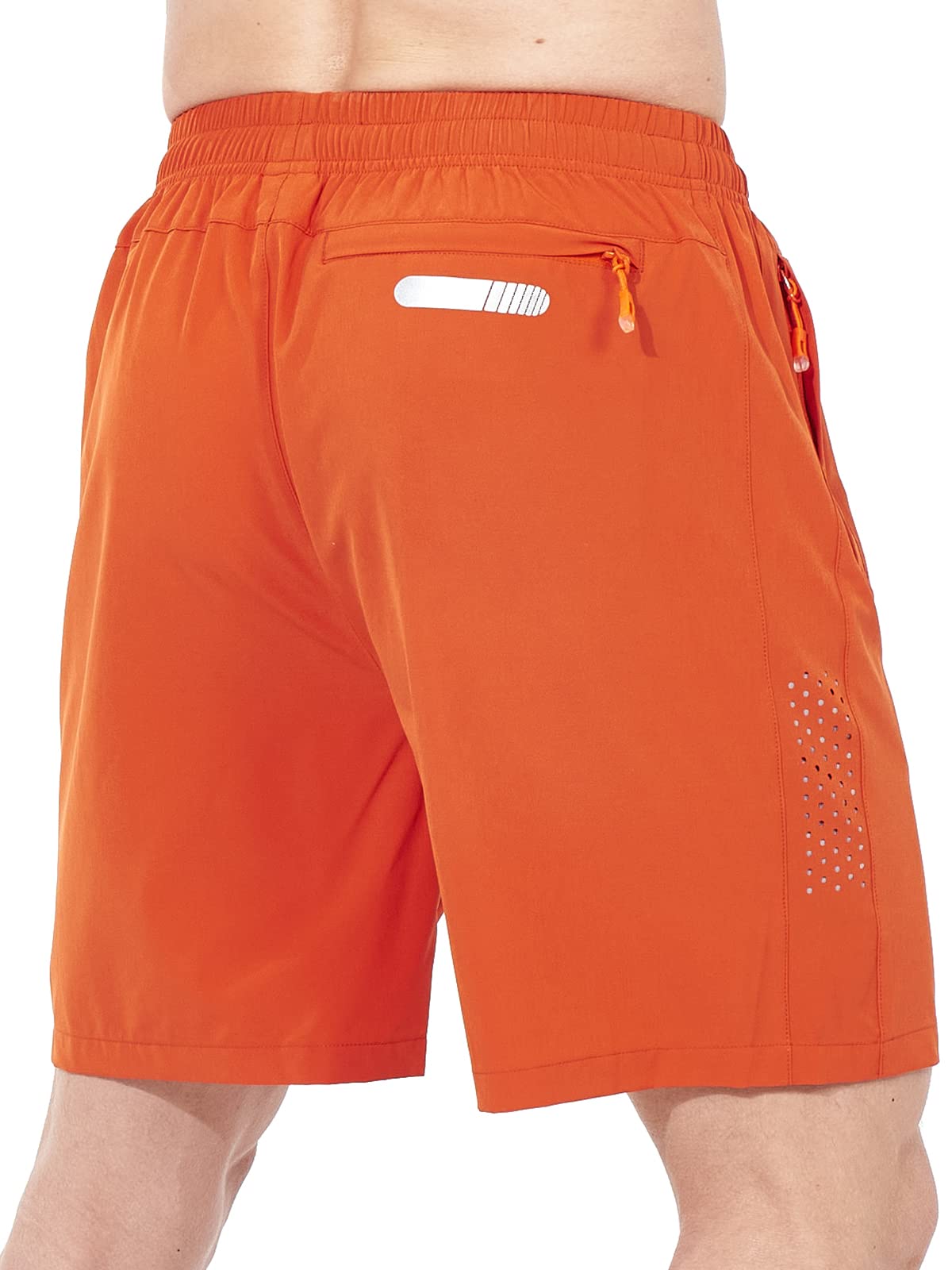 NORTHYARD Men's Athletic Running Shorts Gym Workout 7"/9"/5" Quick Dry Lightweight Sports Basketball Tennis 3 Zipper Pockets Orange S