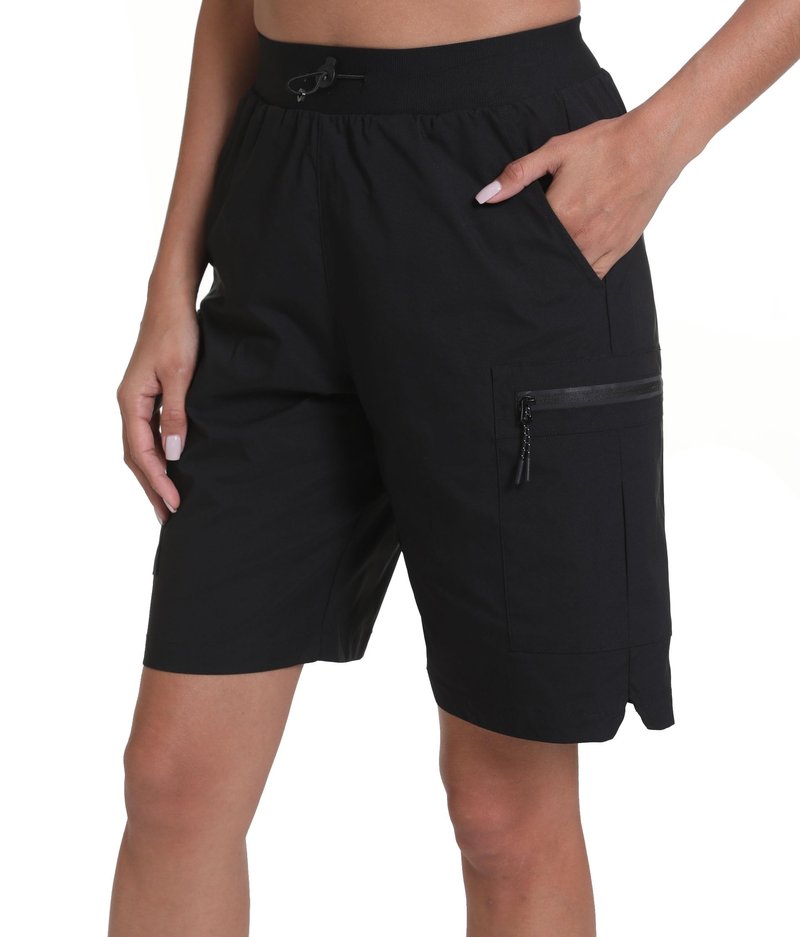 Rrosseyz Women's Hiking Cargo Shorts with Pockets Quick Dry Athletic Gym for Women Exercise Lounge(Dark Black,XL)