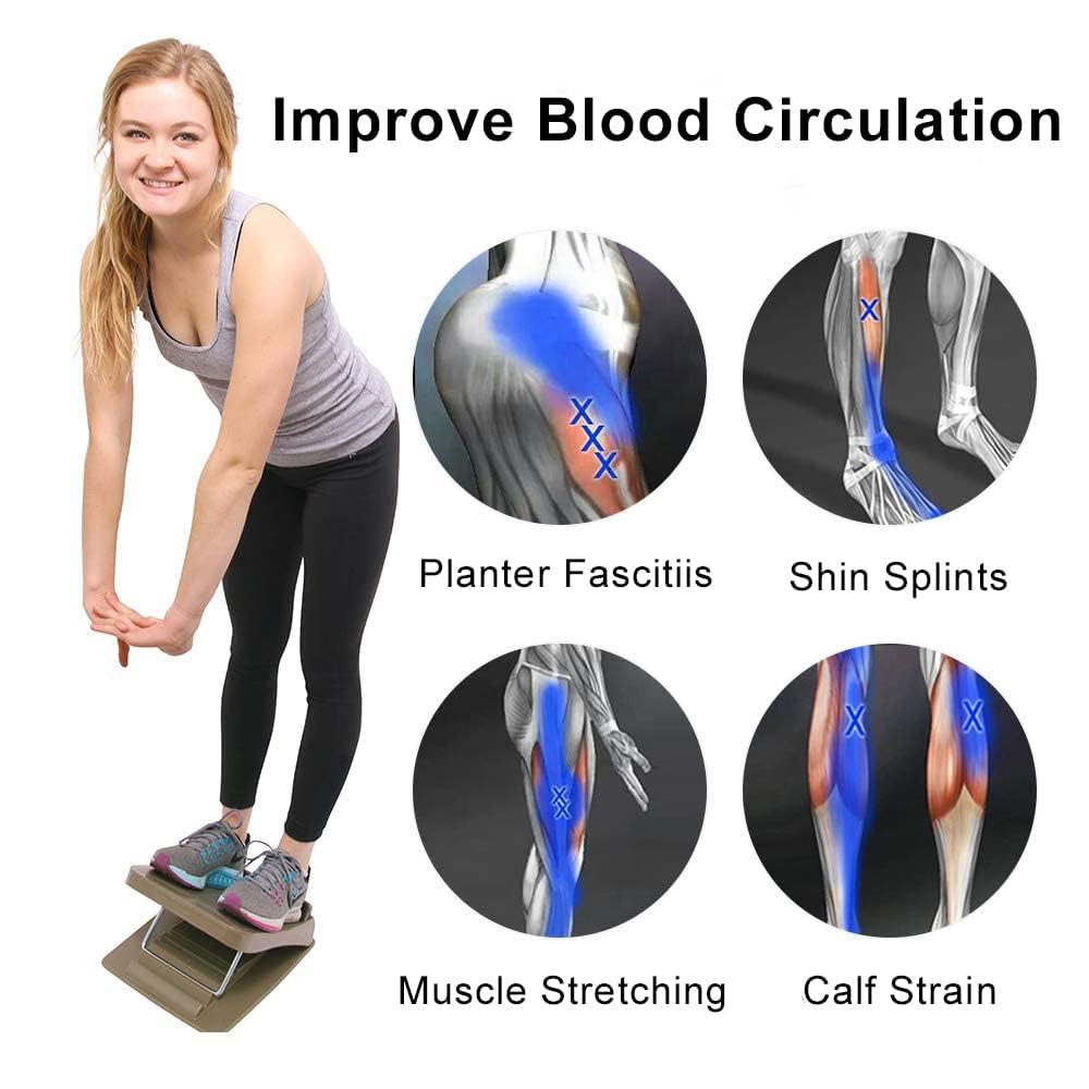 StrongTek Plastic Calf Stretch Board, Slant Board for Stretching, 5-Level Adjustable Incline, Durable ABS Material, Non-Slip Surface for Physical Therapy & Flexibility Training