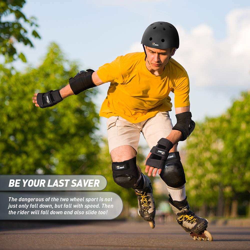 JBM Adult & Kids Knee Pads Elbow Pads and Wrist Guards for Inline Skating, Roller Skating, Skateboarding, Scootering