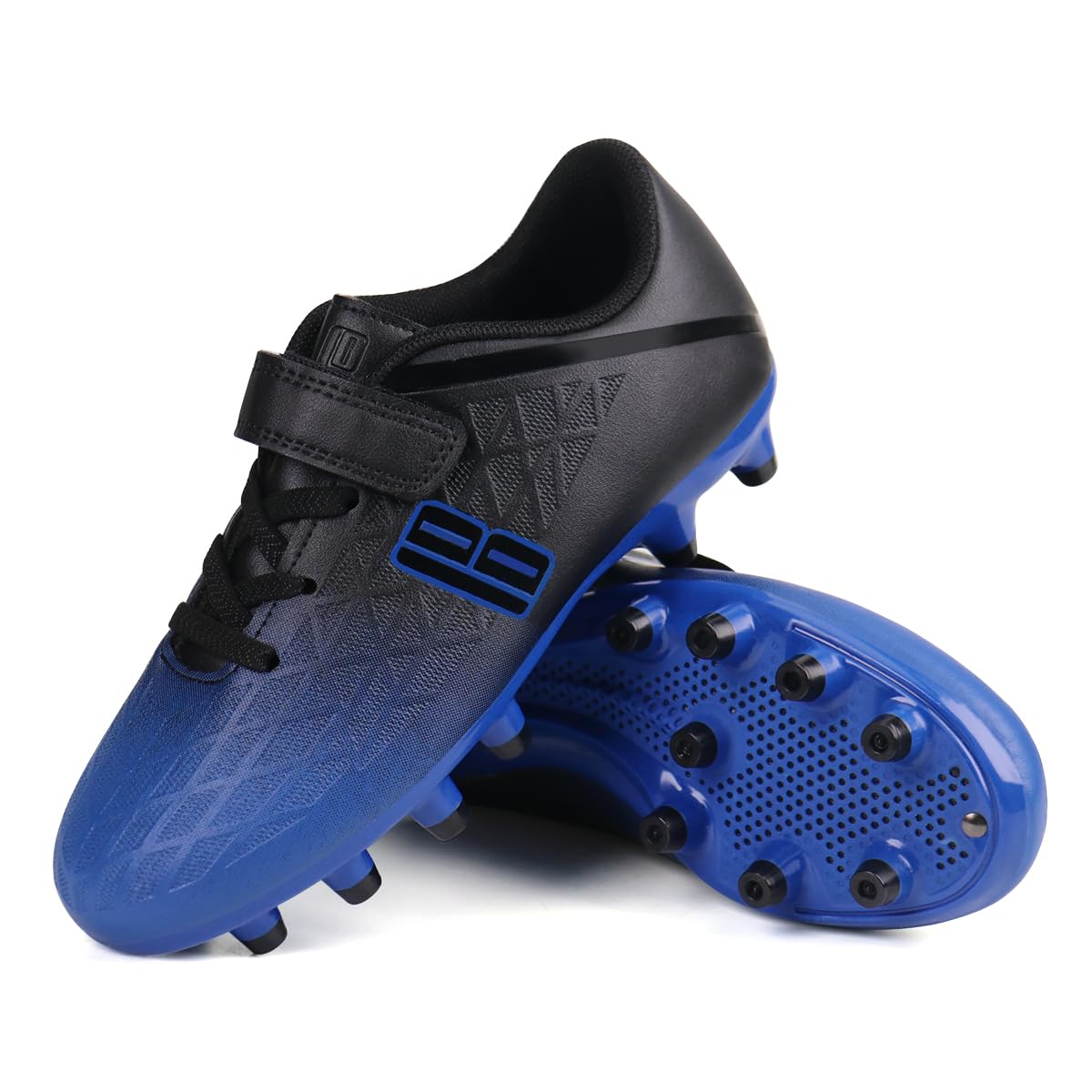 brooman Kids Firm Ground Soccer Cleats Boys Girls Athletic Outdoor Football Shoes (1,Blue Black)