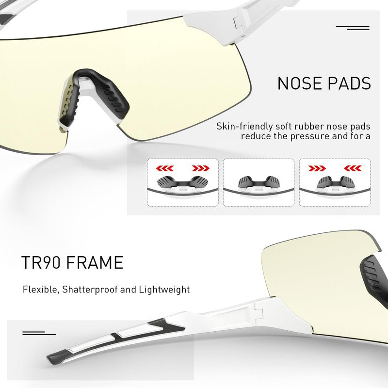 SCVCN Photochromic Cycling Glasses Frameless Sports sunglasses for Men Women - Ideal For Baseball, Bike, Golf, Running