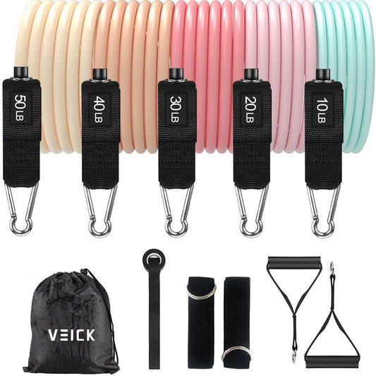 VEICK Resistance Bands, Exercise Bands, Workout Bands, Resistance Bands for Working Out with Handles for Men and Women, Exercising Bands for Strength Training Equipment at Home