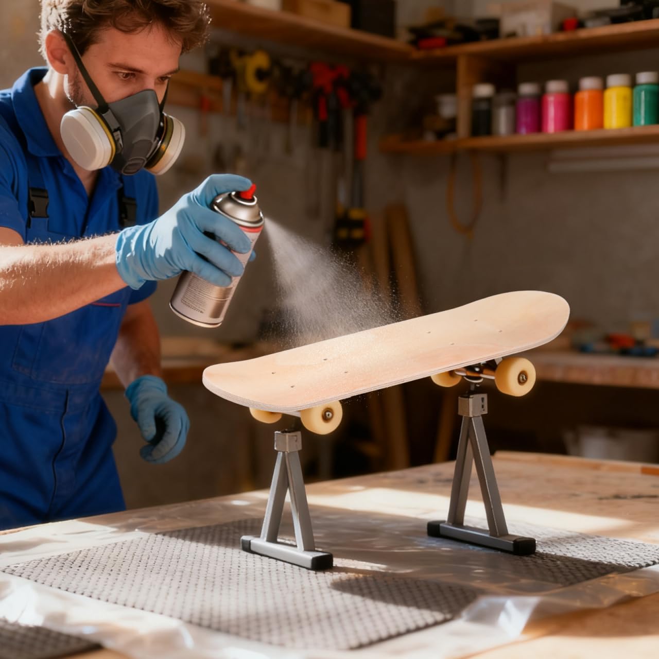 BESPORTBLE Blank Skateboard Deck: DIY Blank Wood Graffiti Skateboard Maple Double-Sided Design for Painting and Graffiti 17X5 Inch for Skateboarding Enthusiasts Beige