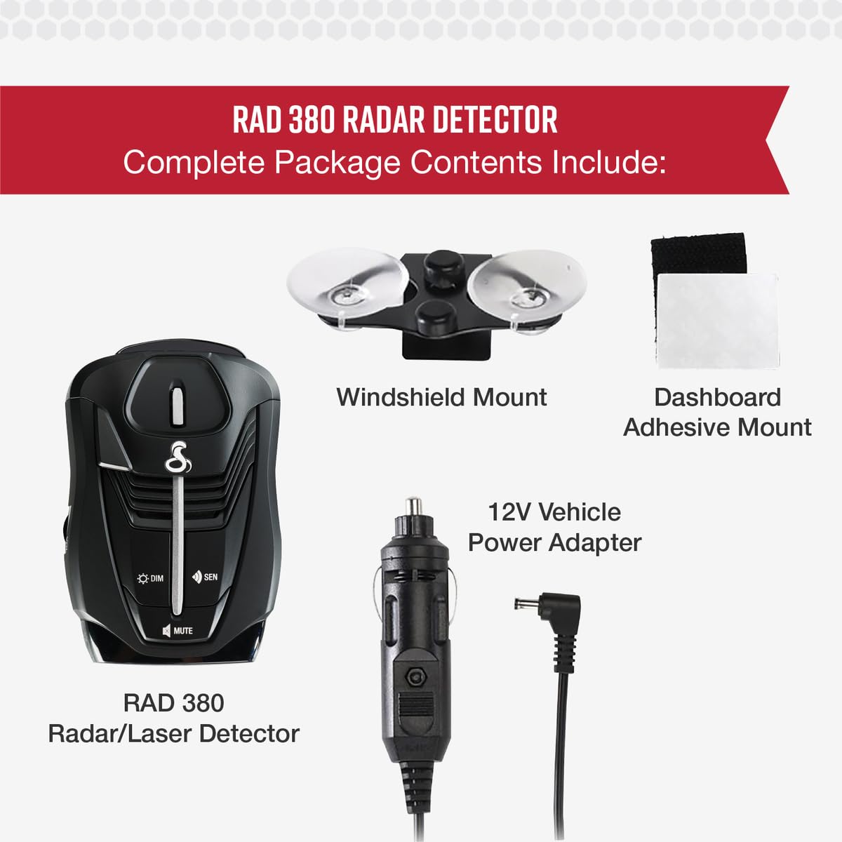 Cobra RAD 380 Laser Radar Detector – Long Range Detection, LaserEye Front and Rear Detection, IVT Filtering, Adjustable Sensitivity, Digital Signal Processing, Black