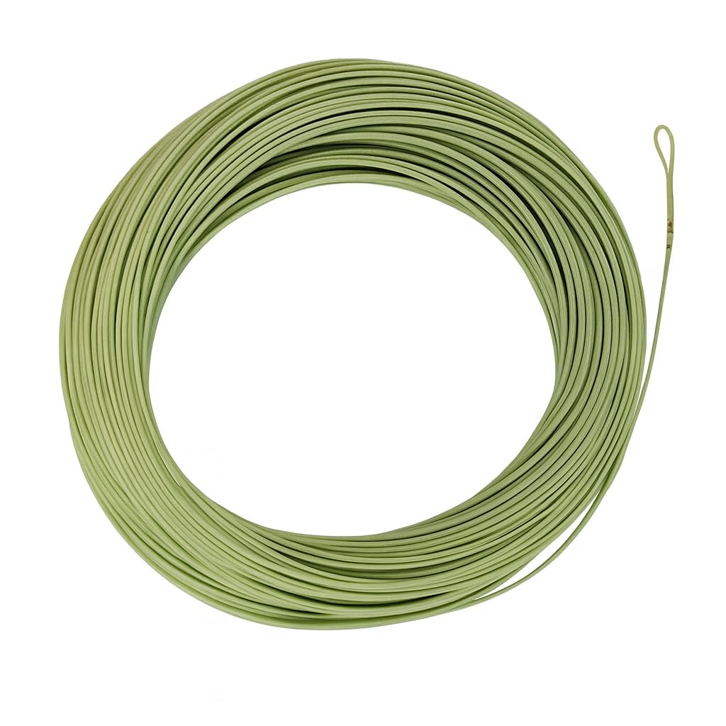 Fly Fishing Floating Line with Welded Loop Weight Forward Fly Lines 100FT (WF6F, Moss Green)