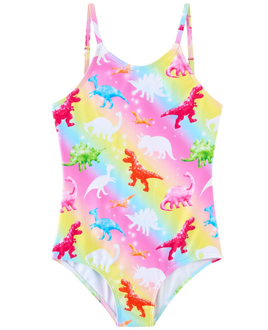 WAWSAM Baby Girls One Piece Swimsuit Kids Dinosaur Swimwear Toddlers 1-Piece Swimsuit Girl Summer Swimsuit Toddlers Cute Bathing Suit for Swimming Girls Quick Dry Swimwear