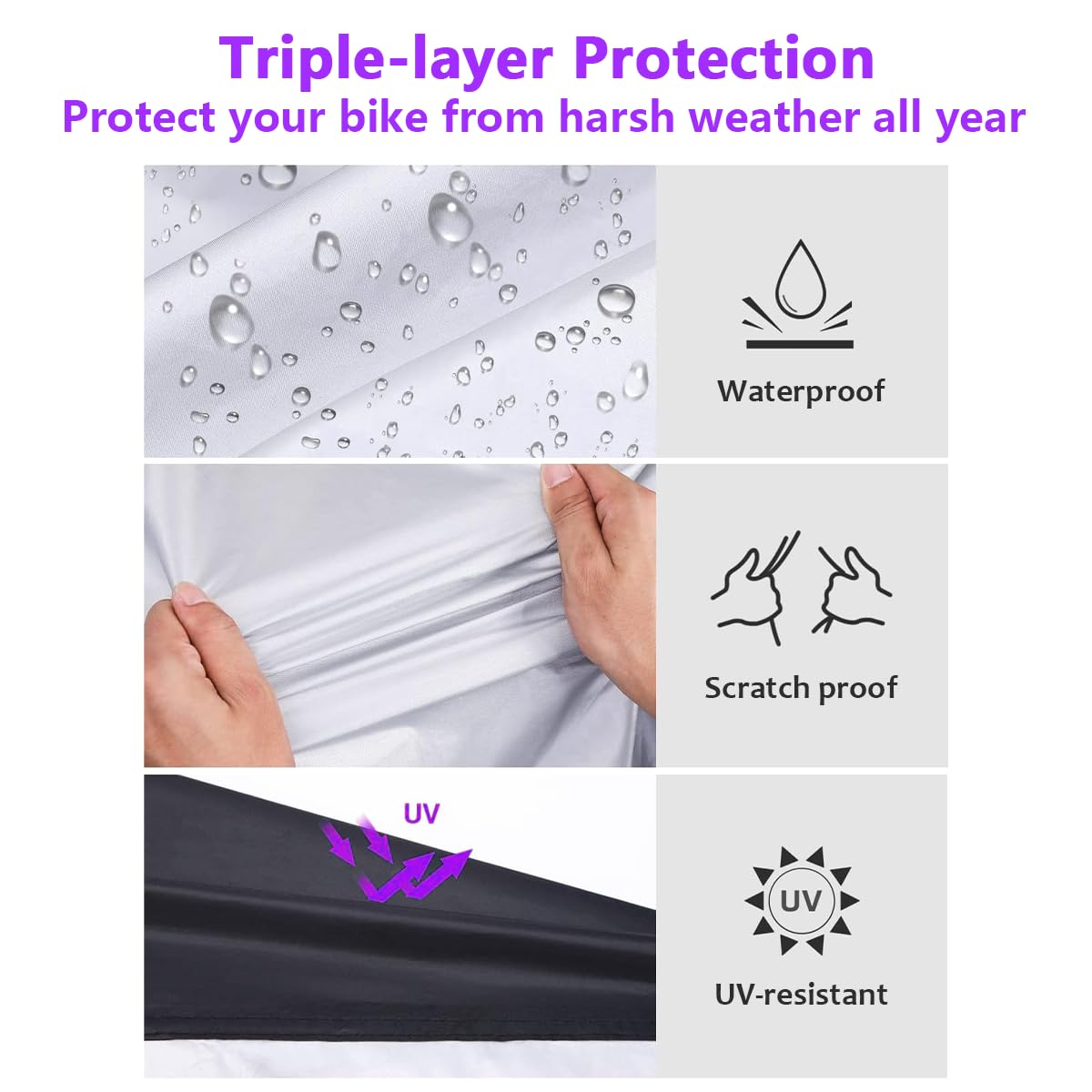 Upgraded Heavy Duty Bicycle Cover for 1-2 Bikes, Waterproof Outdoor Storage - Ripstop & UV Protection Bike Tarp for Mountain, Road, Electric Bike - Windproof Buckle & Lock Hole Design