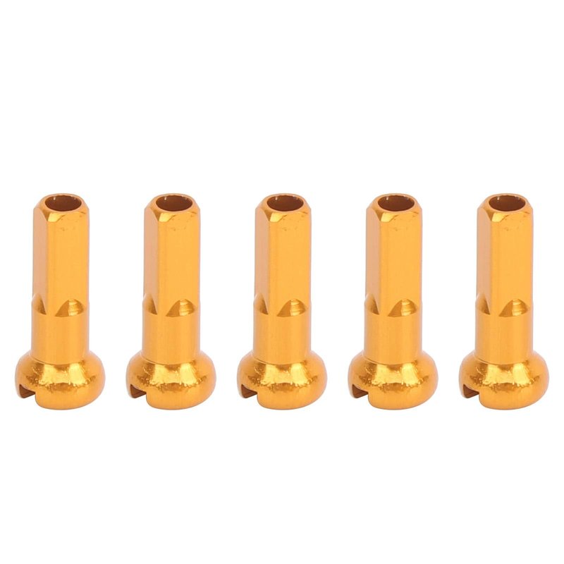 Keenso Spoke Nipples, 100 Pcs Aluminum Alloy Spoke Spoke Nipples Spoke Cover Cycling Accessory(Gold)