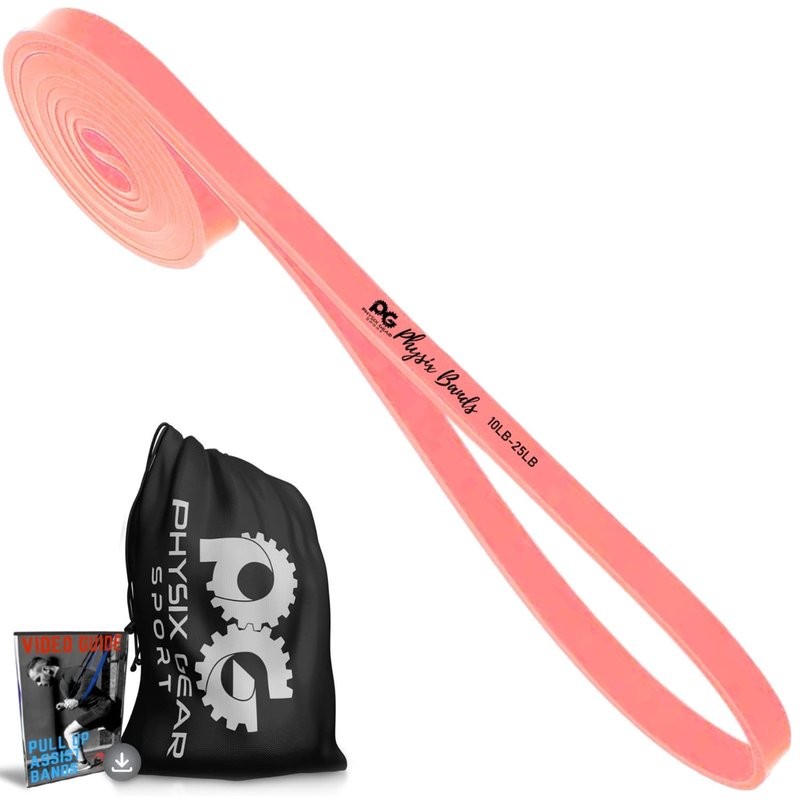 Physix Gear Workout Bands for Pullups Set, Pull Up Resistance Bands Set, Long Bands for Workout and Exercise Bands Pull Ups, Pull Ups Resistance Bands, Calisthenics, Pink (1 Band), 82in (208cm)