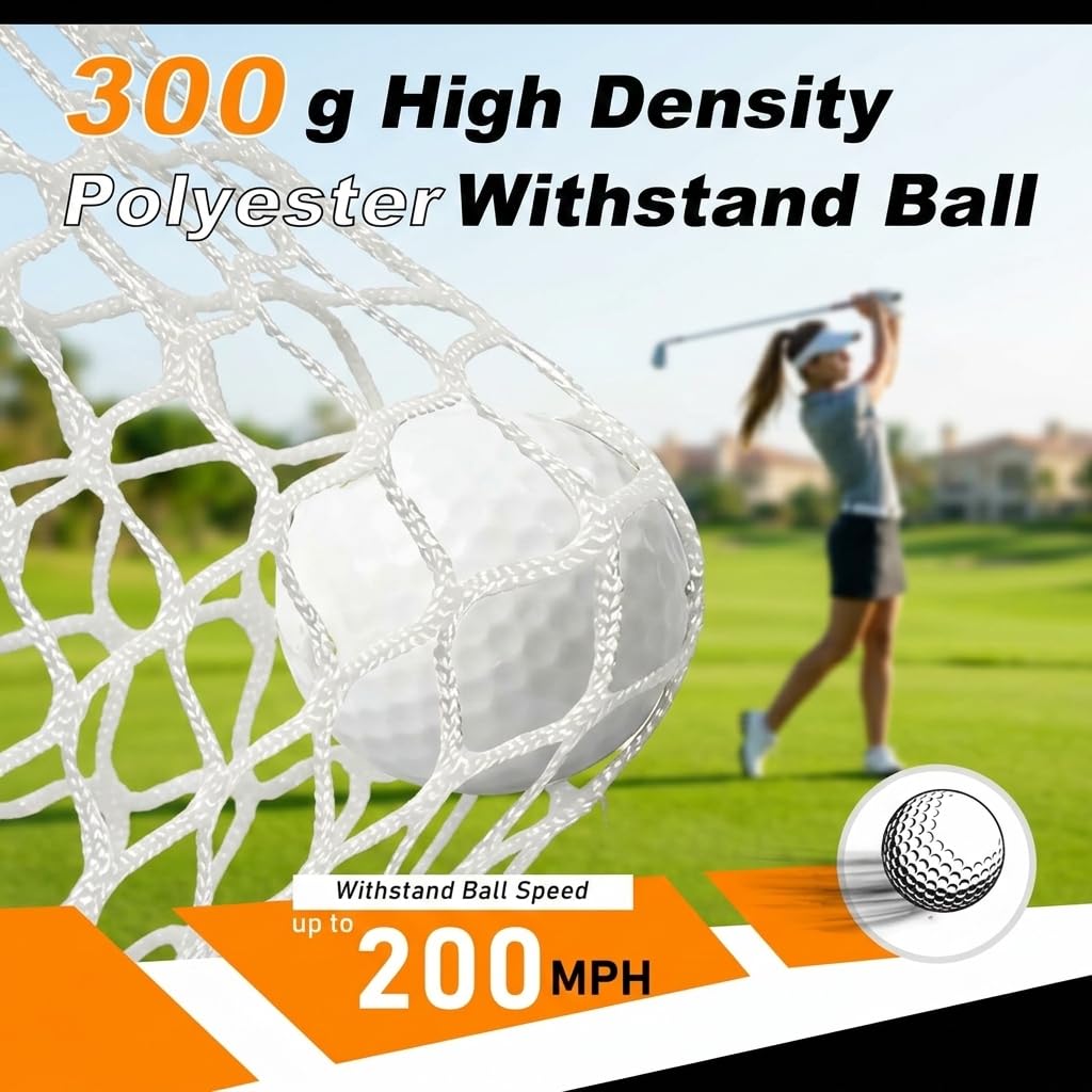 PGL Golf Practice Net - 10x7ft High Impact Knotless Netting with Target Goal and Portable Carry Bag - Driving Hitting Training Aid for Backyard Indoor Outdoor