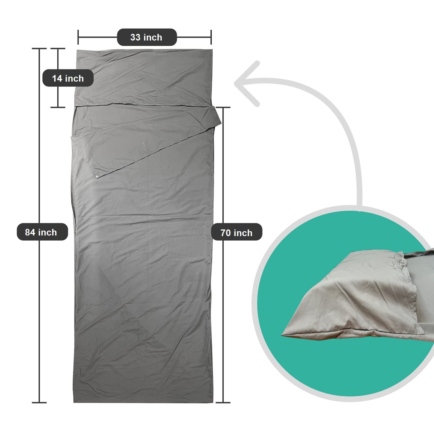 Sleeping Bag Liner Ultralight Adult Sleep Sack Travel Sheets for Hotel Sleeping Bags for Adults Liners Sheet Cotton Lightweight Camping Inner Hostel Fresh Back Backpacking NO Zipper Traveling Bed