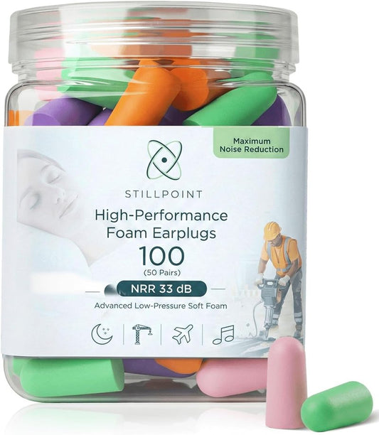 Soft Foam Earplugs - 33 dB NRR | Maximum Protection for Sleeping & Loud Environments - 50 Pairs (Neon)