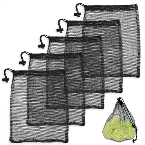 5Pcs Mesh Bags Drawstring Bags Set -11.4*7.4" Black Mesh Bags Laundry Bag Travel Set Gym Bag Freshener Golf Shoe Bag Swimming Bag - Mesh Laundry Bags for Delicates Clothes Snorkeling Bags Storage Bags