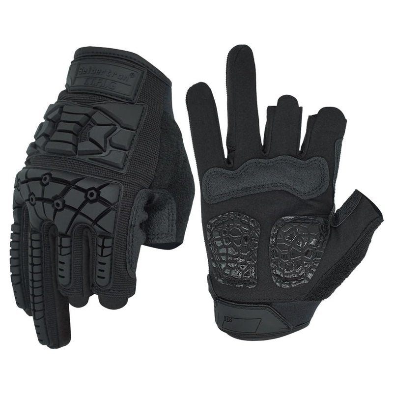 Seibertron T.T.F.I.G 2.0 Men's Gloves Flexible Rubber Knuckle Protective for Hunting Hiking Motorcycle Motorbike Riding Outdoor Work Gloves Black M