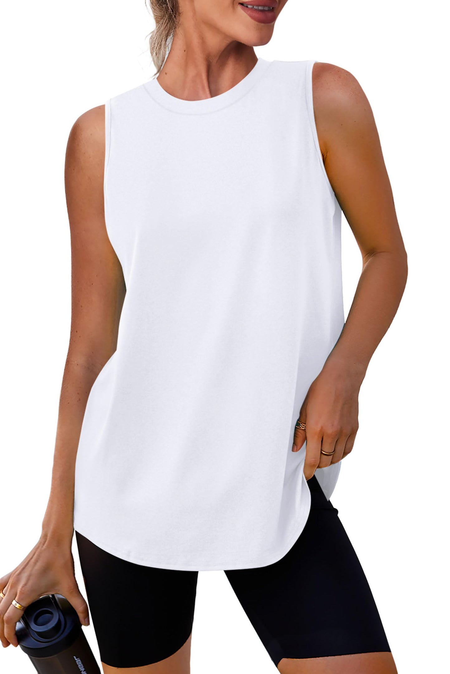 XIEERDUO Womens Summer Tops Sleeveless Workout Tops for Women Beach Vacation Essentials White XXL