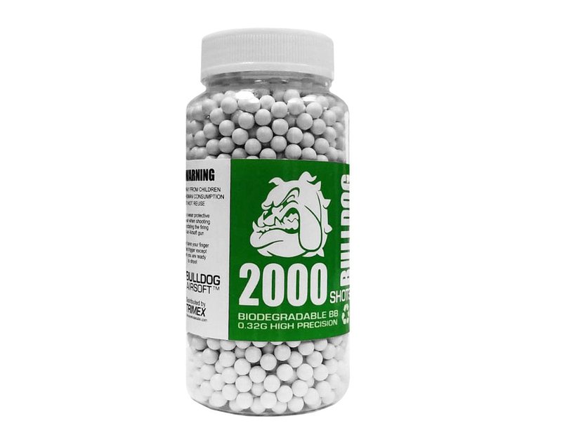 BULLDOG AIRSOFT - 2000 Airsoft Pellets [0.32g] Biodegradable [6mm White] Triple Polished [Pro Team Grade]