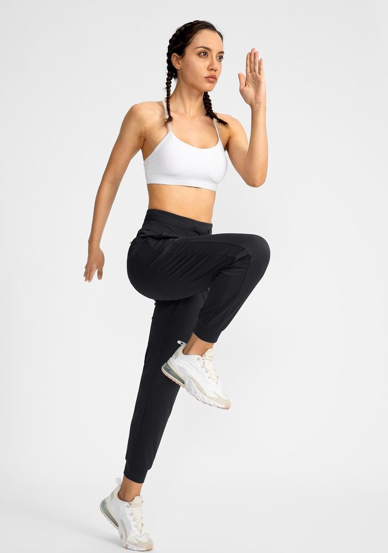 Women's High-Waisted Jogger Pants - Athletic Tapered Sweatpants with Zipper Pockets | Comfortable Workout & Lounge Wear