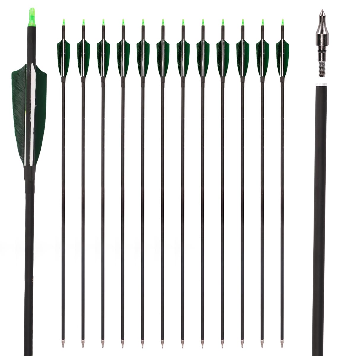 LWANO 30" Carbon Arrows, Archery Target Practice Hunting Arrows,12 Pack