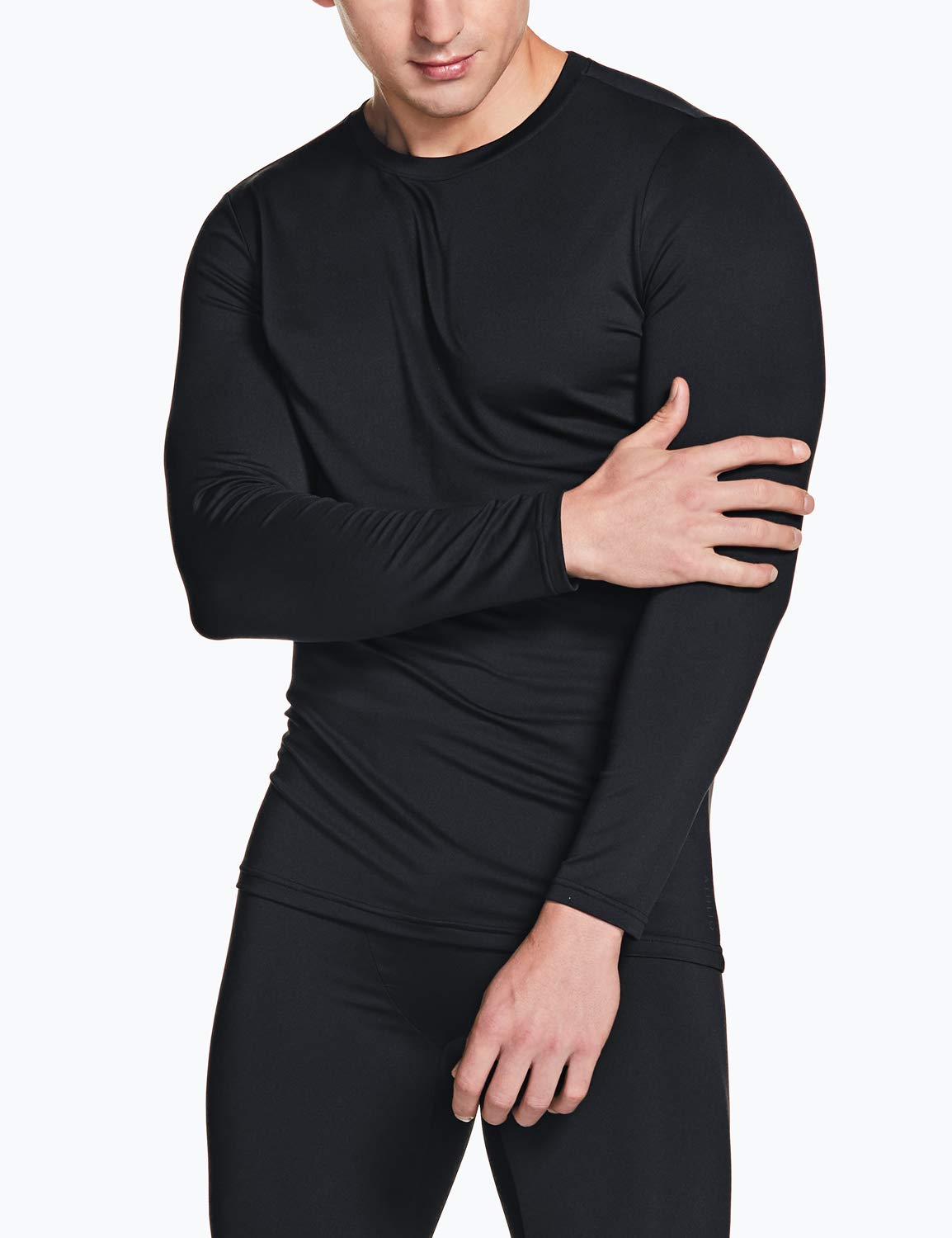 ATHLIO Men's Thermal Underwear Set, Winter Hunting Gear Comfort Fit Long Johns, Base Layer Top & Bottom for Cold Weather, Comfort Fit Set Black, Large