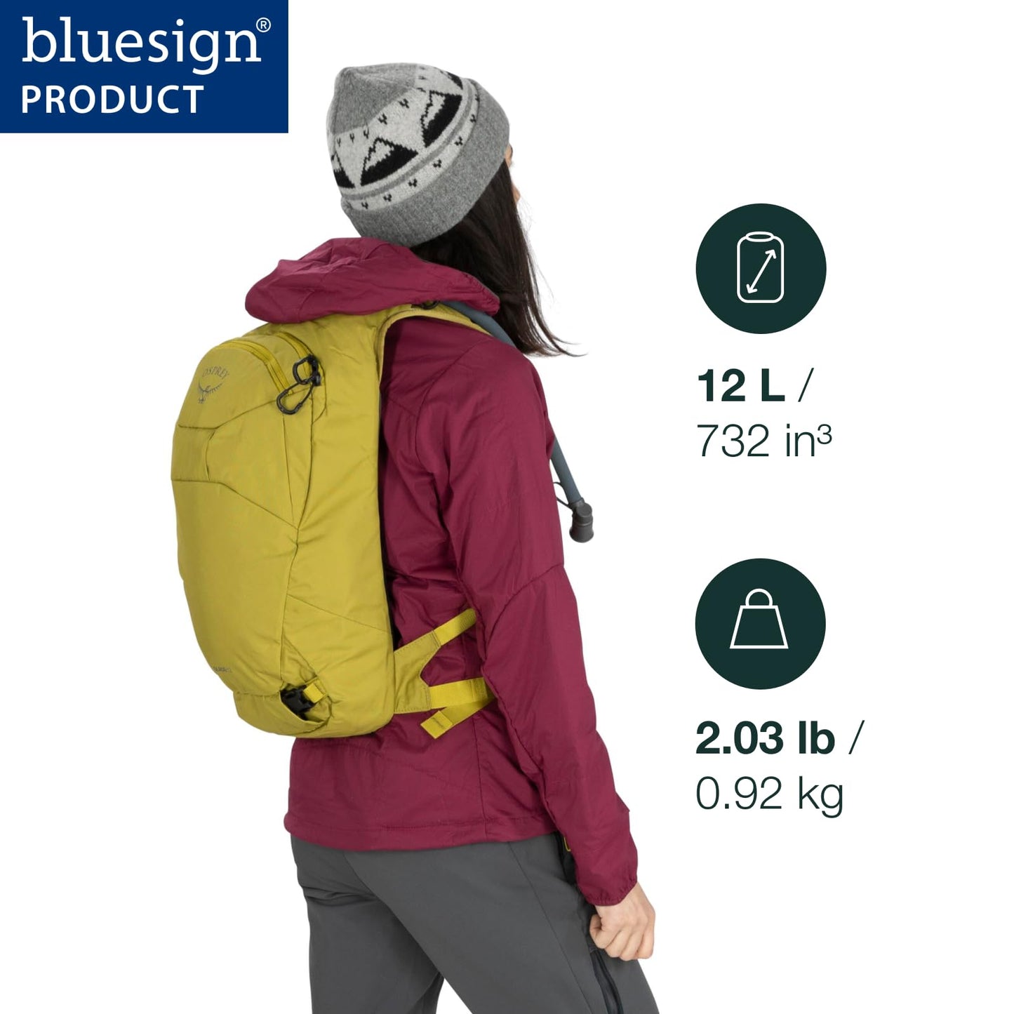 Osprey Glade 12L Ski and Snowboard Backpack with Hydraulics Water Reservoir, Babylonica Yellow