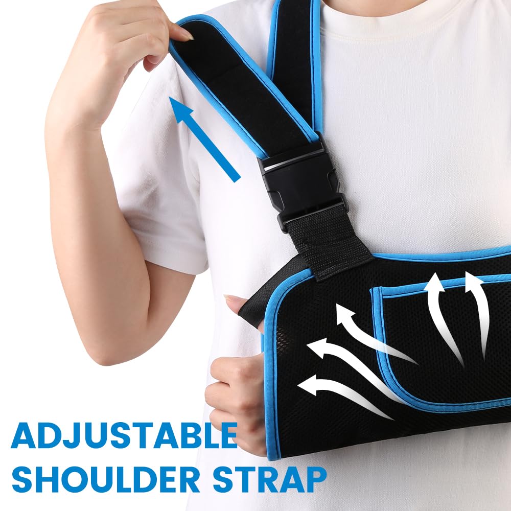 Kids Arm Sling Shoulder Immobilizer, Adjustable Rotator Cuff Support Brace, Fit Left or Right, Breathable Mesh Medical Slings for Elbow, Clavicle and Wrist Injury, Forearm Fracture, Surgery Recovery
