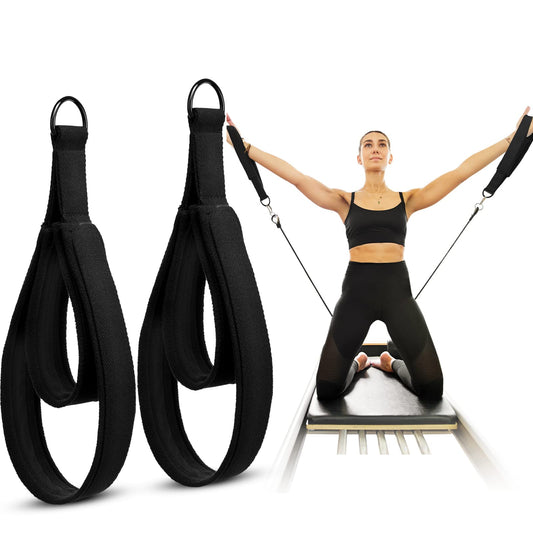 Juexica 2 Pcs Pilates Double Loop Straps for Reformer Feet Fitness Equipment Straps Yoga Pilates Equipment D-Ring Exercise Strap for Gym Workout Home