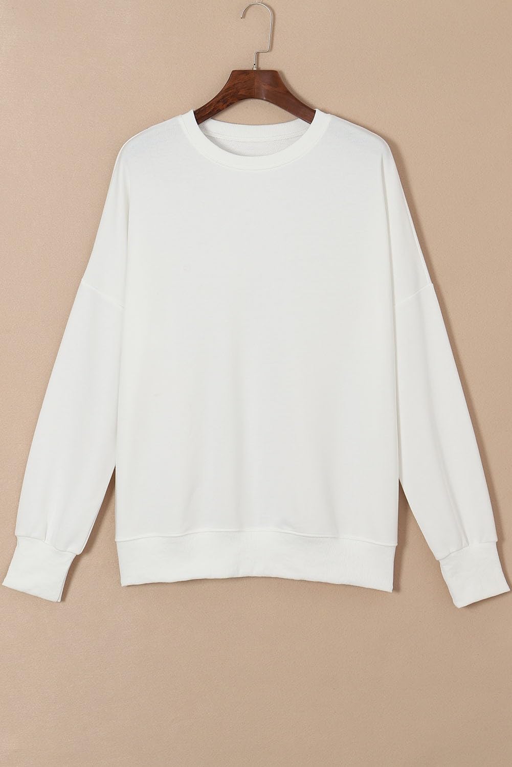 SHEWIN Women Fall Sweatshirt Oversized Pullover Tops White, Size M