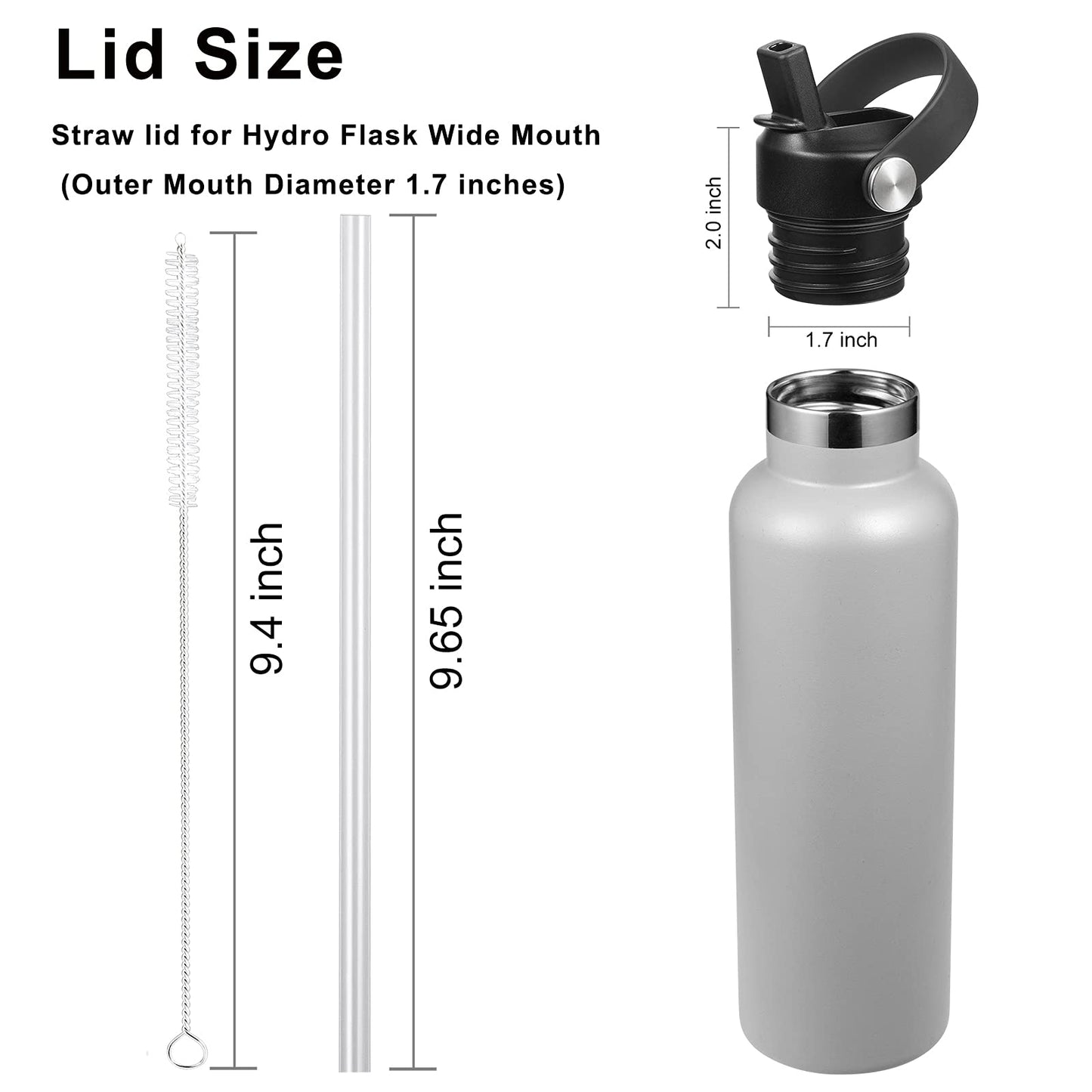 RRegeny Straw Lid for Hydro Flask Standard Mouth18 21 24 oz, Lids with Straws Fits Standard Mouth Hydroflask 21 24 oz, Sports Flex Straw Cap Water Bottle Accessories Top Replacement