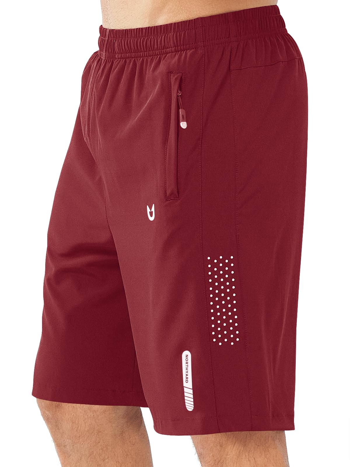 NORTHYARD Men's Athletic Running Shorts Gym Workout 7"/9"/5" Quick Dry Lightweight Sports Basketball Tennis 3 Zipper Pockets WINERED-9inch M