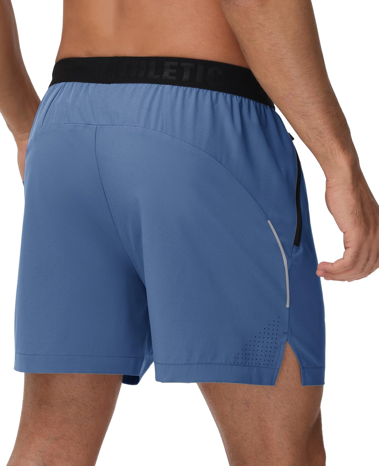 GymBrave Men's 5 inch Athletic Running Shorts with Zipper Pockets Lightweight Quick Dry Workout Gym Shorts for Men Blue S