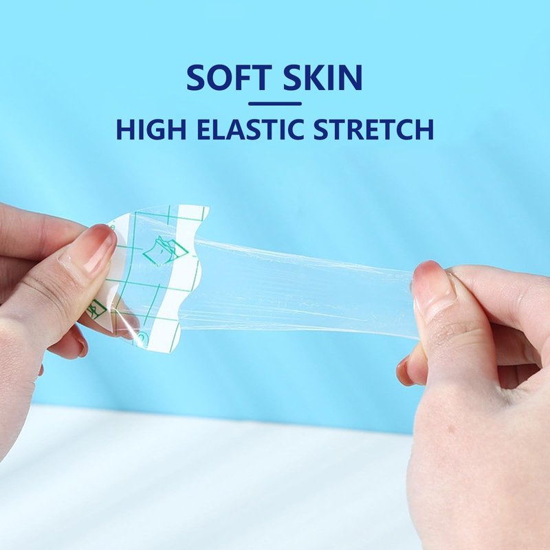 200pcs Transparent Stretch Adhesive Bandage Waterproof Bandage, Ellipse Transparent Film Dressing Tapes for Swimming Shower (1.7 * 2.6 Inch)