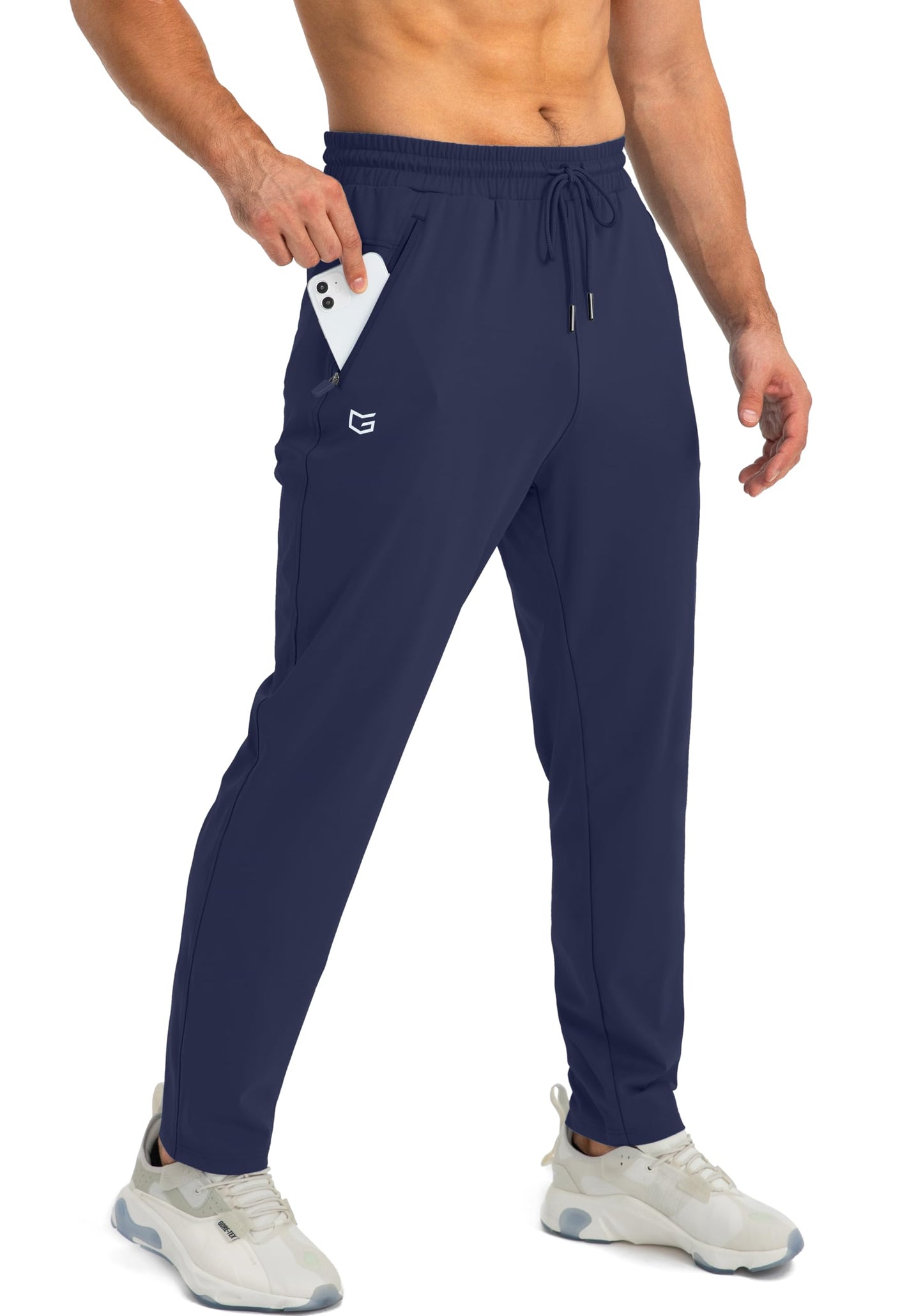 G Gradual Men's Sweatpants with Zipper Pockets Tapered Joggers for Men Athletic Pants for Workout, Jogging, Running (Navy, Small)