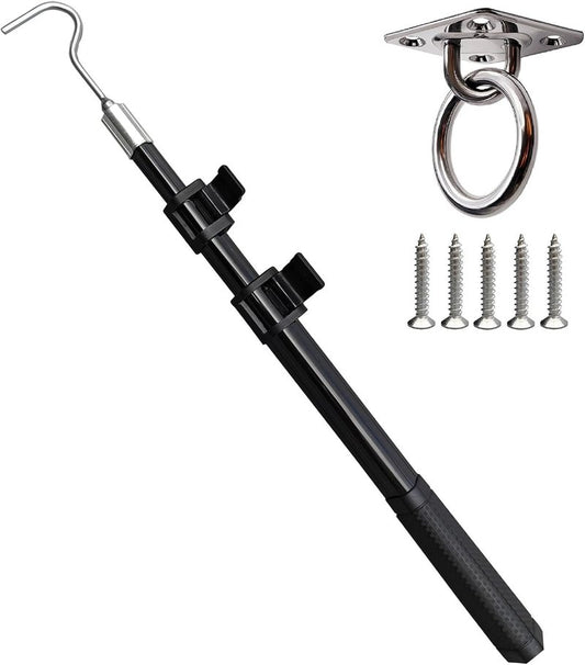 Extendable Attic Pull Down Ladder System - Stainless Steel Hook & Rod | Easy Access Solution for Stairs
