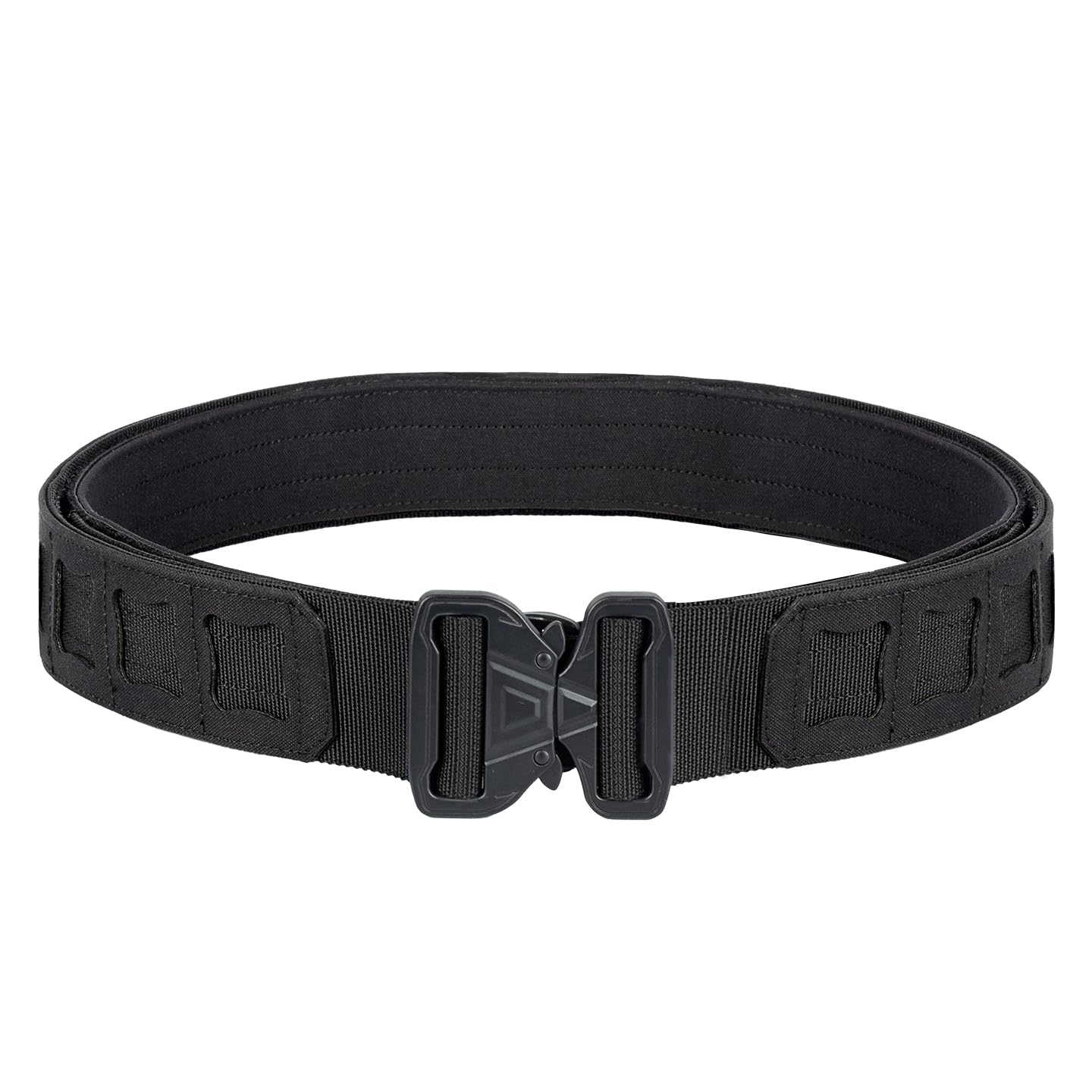 YAKEDA Tactical Battle Belt–Airsoft Reinfored Range Belt | Quick-Release Combat Ratchet Gun Belts for EDC, CCW (BK, L(34''-38''))
