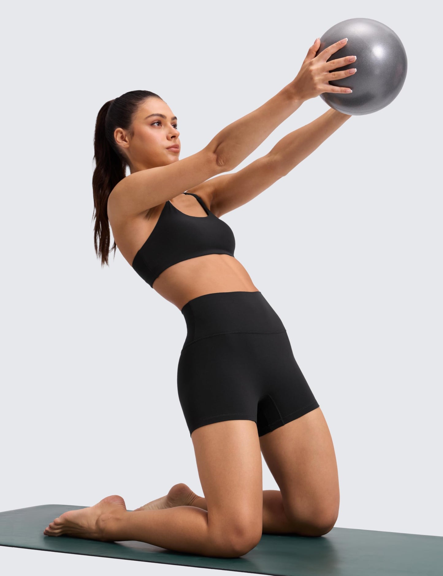 CRZ YOGA Butterluxe No Front Seam Biker Shorts 4" - High Waisted Lounge Pilates Workout Athletic Womens Buttery Soft Black Small