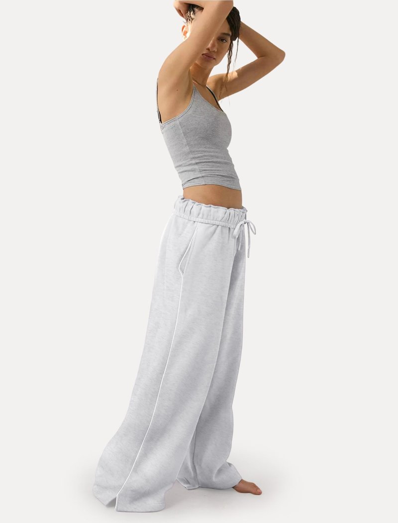 IWD Wide Leg Sweatpants for Women High Waisted Baggy Lounge Pants Interior Drawstring Sweat Pants with Pockets Light Floral Gray X-Large
